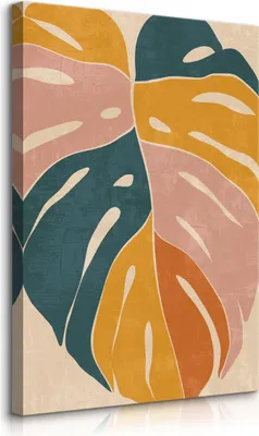 Produktbild von Muralo Leinwandbild Canvas bunte BLATT Natur Boho Wandbild für Wohnzimmer Br. 50cm x Hö. 70cm
