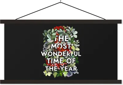 Produktbild von MuchoWow® Textilposter Weihnachten - Zitat - Pflanzen 150x75 cm mit schwarzem Rahmen - Posterleiste