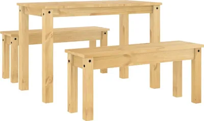 Immagine prodotto di vidaXL Set da pranzo 3 pezzi Panama in legno di pino massiccio