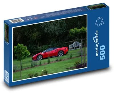 Zdjęcie produktu dla Puzzle 500 Czerwony sportowy samochód w ogrodzie - martinpuzzle