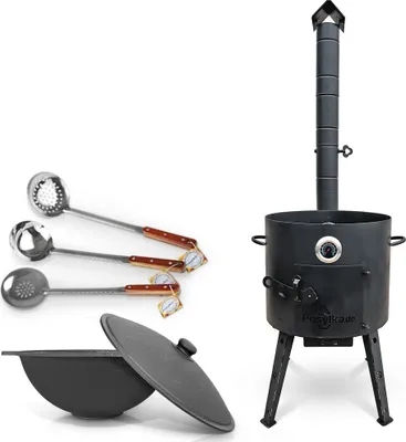 Produktbild von Gusseisen Kazan 12 L Deckel Utschak Uchag Feuerofen 40cm Schaumlöffel казан учак