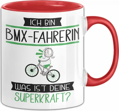 Produktbild von BMX-Fahrerin Geschenk Tasse Ich Bin BMX-Fahrerin Was Ist Deine Superkraft Geschenkidee Lustig Geburtstag Weihnachten (Rot)