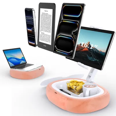 Image de Support pour tablette et ordinateur portable, compatible avec les écrans de 4,7 à 16,1 pouces, couleur rose clair