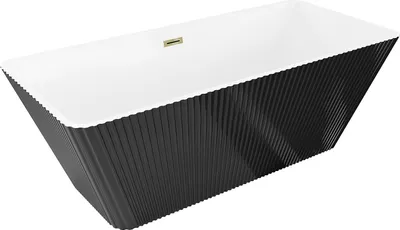Zdjęcie produktu dla Mexen Tava wanna wolnostojąca ryflowana 170 x 75 cm, biała/czarna, przelew złoty - 52851707575-50