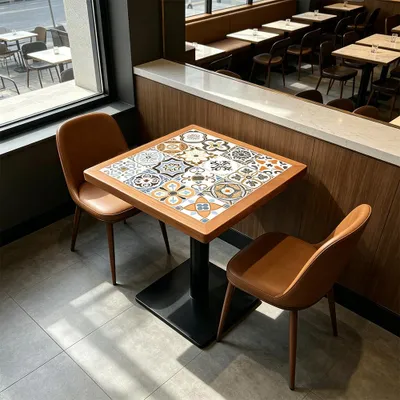 Produktbild von Gewerblicher Café-Tisch, quadratischer Restauranttisch, Bistrotisch Esstisch für Café, Bar, Bistro, Küche und Gastronomie 70 × 70 × 75 cm 【HUA-F70-】