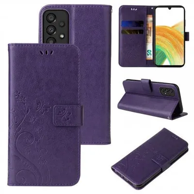 Produktbild von Kunstleder Flip-Hülle Floral für Samsung Galaxy A33 5G - Farbe: Violett - Modellkompatibilität: Für Samsung Galaxy A33 5G