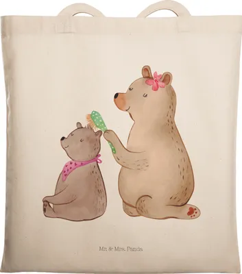 Produktbild von Mr. & Mrs. Panda Tote Bag Bär Kind - Transparent - Geschenk, Mutter, Bären, Stoffbeutel, Muttertag, Mama, Beutel, Tasche, Unitasche, Schultasche, Mutti