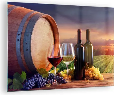Produktbild von Bilder auf glas - Wein Weinberg Sommer - 70x50cm - Glasbilder - Wandbilder - Kunstdruck - zum Aufhängen bereit - Wanddekoration aus Glas - Glas Bilder - Wandbild auf Glas - Einteilig - GAA70x50-4125
