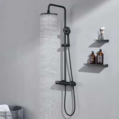 Duschsystem mit Thermostat, 23 cm Regendusche, Handbrause, Edelstahl