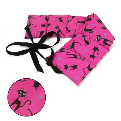 Produktbild von Johanniskernkissen 7-Kammer mit Band, 65x15 Katzen-pink. Wärme od. Kälte Rücken, Lende, Wärmekissen Körnerkissen