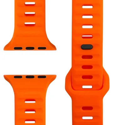 Produktbild von Motion Armband für Apple Watch SE/10/9/8/7/6/5/4/3/2/1, Soft Silikon Sportarmband, 38/40/41/42mm - Neon Orange
