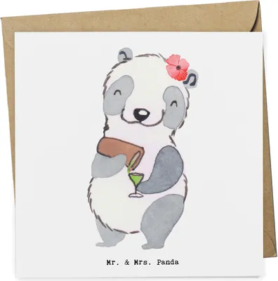 Produktbild von Mr. & Mrs. Panda Grußkarte Barkeeperin Herz - Weiß - Geschenk, Cocktail, Party, Ausbildung, Glückwunschkarte, doppelkarte, Kurs, faltkarte, JGA, Night, anlasskarte