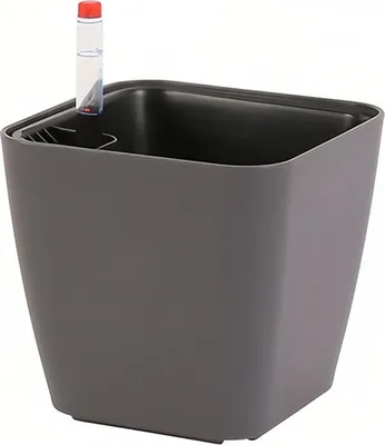 Produktbild von 14cm Selbstbewässernde Quadratische Pflanztöpfe Für Pflanzen Im Innen- Und Außenbereich, Selbstbewässernde Blumentöpfe Mit Wasserstandsanzeige (grau)