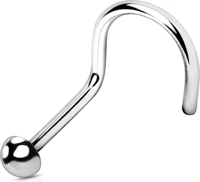 Produktbild von viva-adorno 1,0 x 6 x 2mm Nasenstecker gebogen Titan G23 Halbkugel Dome Nasenpiercing Stecker Spirale Nasenring Z586