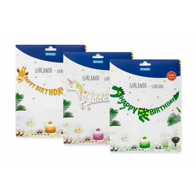 Produktbild von STYLEX Girlande - Happy Birthday - 3 Mtoive sortiert