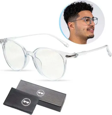 Produktbild von LC Eyewear Blaulichtfilter Brille (Damen und Herren) - Blaulichtbrille ohne Sehstärke - Superleichte Anti-Müdigkeit Computerbrille Gaming Schutzbrille (Transparent Blau)