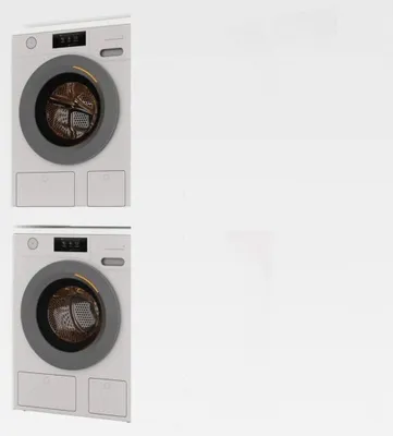Produktbild von Waschmaschinenschrank für Waschmaschine & Wäschetrockner Pola Twin, 180x64x64 cm, Badezimmerschrank Hoch, Badezimmer Möbel, Trockner, Weiß
