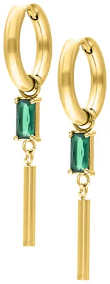 Produktbild von Wildcat Ohrringe - Little Square Crystal Hoops - Gold, Smaragdno Zelena - Chirurgenstahl 316L - wasserfest, langlebig, hautverträglich, Gold-Smaragdgrün