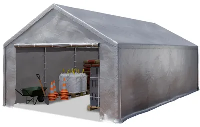 Image de TOOLPORT Tente de stockage 4x8 m abri bâche PVC 350 N imperméable gris
