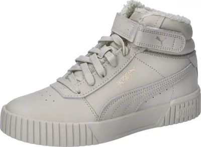A single beige Puma sneaker is shown against a white background.