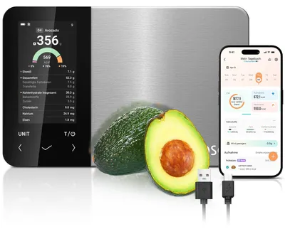 Produktbild von Cosori Küchenwaage digital Ernährungswaage-App,Offline-Modus,USB aufladbar
