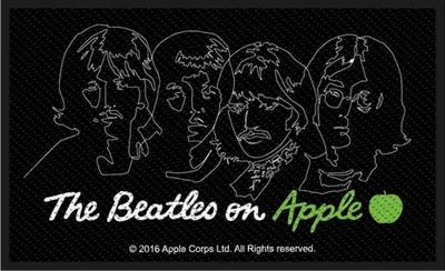 Produktbild von The Beatles On Apple (White on Black) Aufnäher zum Aufnähen 100 x 50 mm