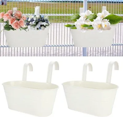 Produktbild von Famanu Hängende Pflanzenpotten Set - 4 Metallblumentöpfe, 27,5 cm, Weiß