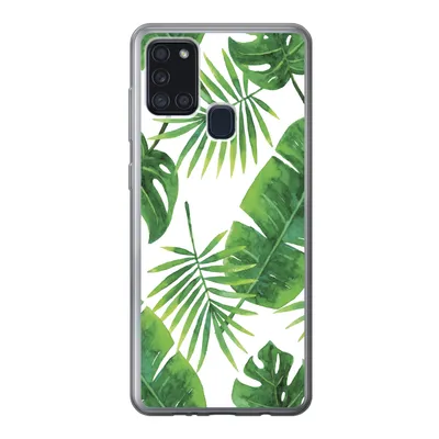 Produktbild von MuchoWow® Handyhülle Schutzhülle Hülle für Samsung Galaxy A21s Tropisch - Blätter - Muster Silikon Softcase Handy Hülle - Hartschale