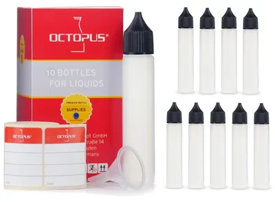 10 LDPE-Dosierflaschen 30 ml mit Trichter + Etiketten
