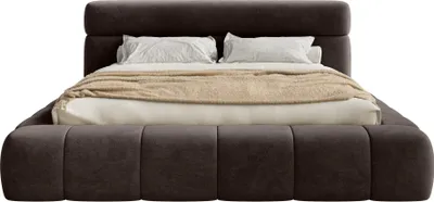 Obrázek produktu pro FEDVE Sametová čalouněná postel Nuuk 180x200 cm, hnědá