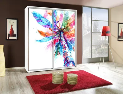 Productafbeelding van Kledingkast GILES: Schuifdeurkledingkast met grafische prints, 155x215 cm