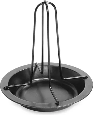Produktbild von Fackelmann Hähnchenbräter, Hähnchengriller Kohlenstoffstahl mit Antihaftbeschichtung, zerlegbarer Geflügelbräter mit Abtropfschale (Farbe: Schwarz)