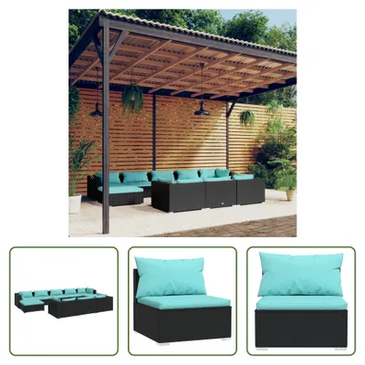 Produktbild von The Living Store 10-tlg. Garten-Lounge-Set mit Kissen Schwarz Poly Rattan
