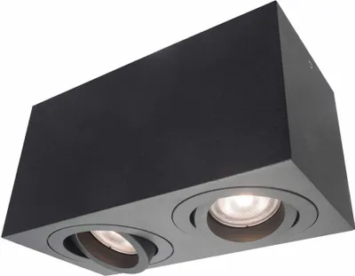 Immagine prodotto di Faretto spot Lyon nero 2xGU10x50W in metallo, dimensioni: 9,5x18x9 cm, IP20, Light Prestige