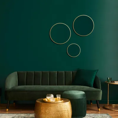 Image de Talos Picasso Miroir doré, diamètre 40 cm – Cadre en aluminium de haute qualité, miroir rond pour la salle de bain