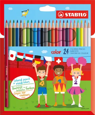 Zdjęcie produktu dla Kredki ołówkowe - STABILO color - opakowanie 24 sztuk - 24 różne kolory, w tym 4 kolory neonowe
