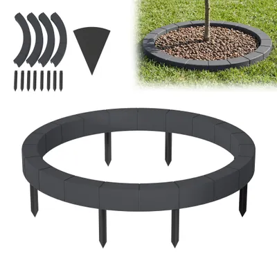 Produktbild von XMTECH Baumeinfassung Baumring Kunststoff Ø60 cm mit Unkrautvlies Rasenroboter geeignet Beeteinfassung Rasenkante Gartenrand UV-beständig Anthrazit