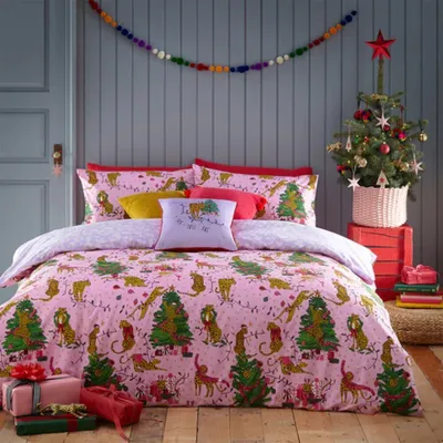 Immagine prodotto di Furn - Set di biancheria da letto "Purrfect", design natalizio RV2767 (king size) (rosa/lilla)