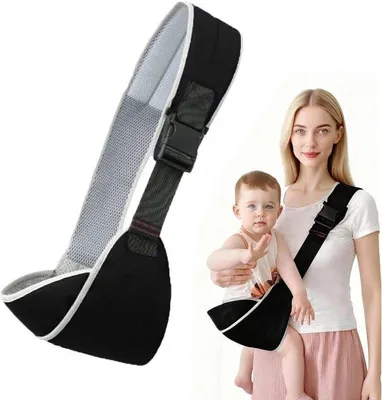 Produktbild von Babysitz für Säuglinge und Kleinkinder - Verstellbarer Tragegurt mit Seitenklappe für Kinder von 6-48 Monaten (Schwarz)