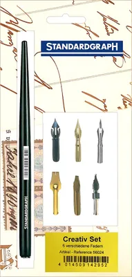 Produktbild von Standardgraph Kalligraphie Set Creative 6 verschiedene Federn + Halter