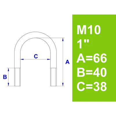 Produktbild von Bügelschraube, ohne Zubehör, 1" (33,7 mm) - M10