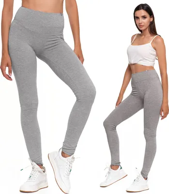 Zdjęcie produktu dla MORAJ legginsy damskie 1000-018 z wysokim stanem bez szwu bocznego nieprzezroczyste z wysokim stanem, szary melanż, L/XL