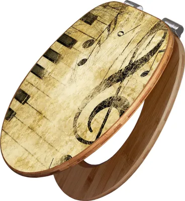 Zdjęcie produktu dla banjado Design Deska sedesowa Bambus Automatyczne opuszczanie -Music - Pokrywa sedesowa z automatycznym opuszczaniem Drewno/wysokiej jakości bambus Pokrywa sedesowa/deska sedesowa do wszystkich popularnych toalet [TDB2 10160]