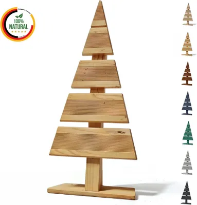 A wooden Christmas tree decoration.