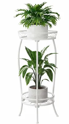 Image de Support à fleurs en métal, support pour plantes, tabouret à fleurs, blanc, haut, décoration d'intérieur (30 x 30 x 70 cm)