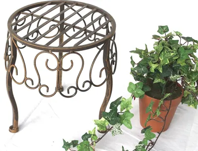Produktbild von DanDiBo Blumenhocker Metall Braun Rund 25 cm Blumenständer 140129 S Beistelltisch Pflanzenständer Klein