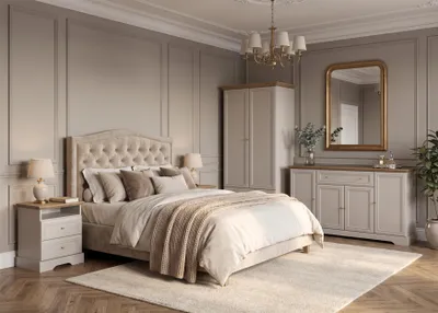 Produktbild von Castello Schlafzimmer-Set 4-teilig – Stilvolle Landhausmöbel in Kaschmir / Mavelie Eiche