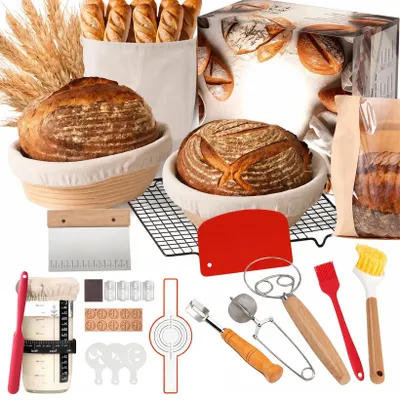 21-teilige Sauerteig-Starter-Set mit 2 Gärkörben