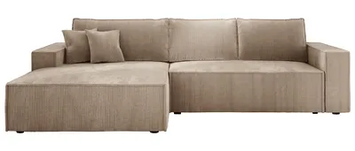 Produktbild von E-ZIMPAZ Ecksofa COBRA S mit Schlaffunktion und Bettkasten, Stilvoll Eckcouch L-Form, Cordstoff, Holzkonstruktion, Seite Links Beige POSO 02