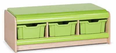 Produktbild von Praktische Aufbewahrungsbank mit grünen Boxen für Kinderzimmer